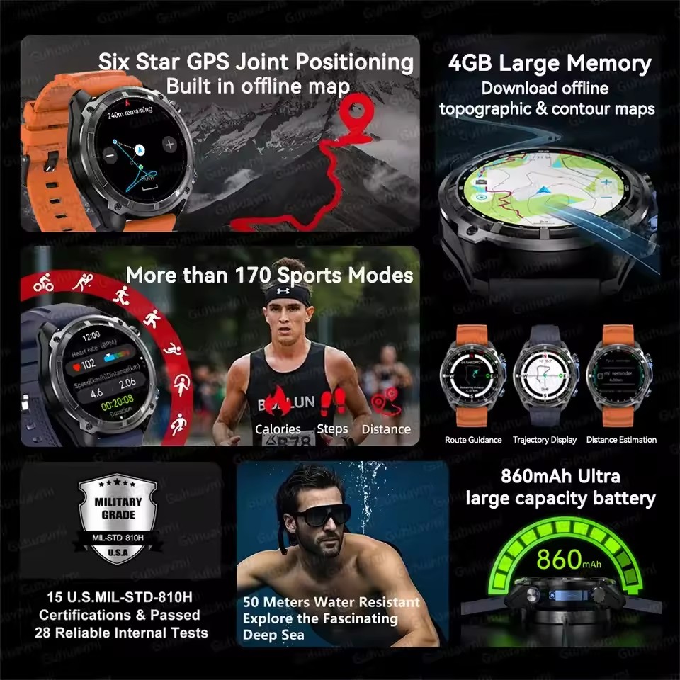 新しい冒険 GPS メンズ スマートウォッチ 1.43インチ - Outdoor Adventure World のレビューと価格